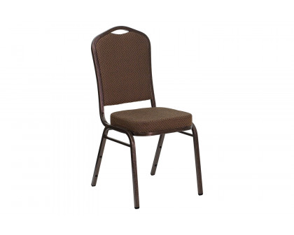 BLNK™ HERCULES Series Fabric Crown Back Stacking Banquet Chair with Copper Vein Frame - Brown Patterned