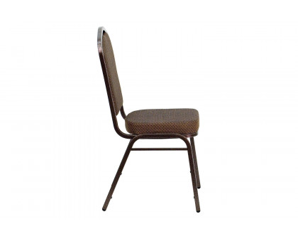 BLNK™ HERCULES Series Fabric Crown Back Stacking Banquet Chair with Copper Vein Frame - Brown Patterned