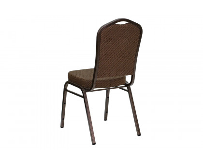 BLNK™ HERCULES Series Fabric Crown Back Stacking Banquet Chair with Copper Vein Frame - Brown Patterned