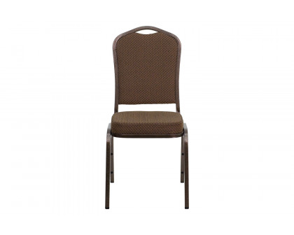 BLNK™ HERCULES Series Fabric Crown Back Stacking Banquet Chair with Copper Vein Frame - Brown Patterned