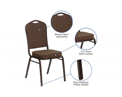 BLNK™ HERCULES Series Fabric Crown Back Stacking Banquet Chair with Copper Vein Frame - Brown Patterned