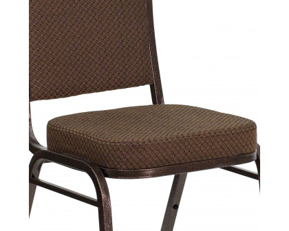 BLNK™ HERCULES Series Fabric Crown Back Stacking Banquet Chair with Copper Vein Frame - Brown Patterned