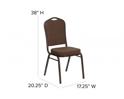 BLNK™ HERCULES Series Fabric Crown Back Stacking Banquet Chair with Copper Vein Frame - Brown Patterned