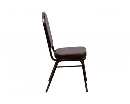 BLNK HERCULES Series Vinyl Crown Back Stacking Banquet Chair with Copper Vein Frame - Brown