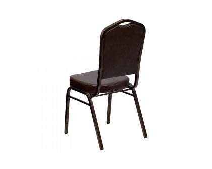 BLNK HERCULES Series Vinyl Crown Back Stacking Banquet Chair with Copper Vein Frame - Brown