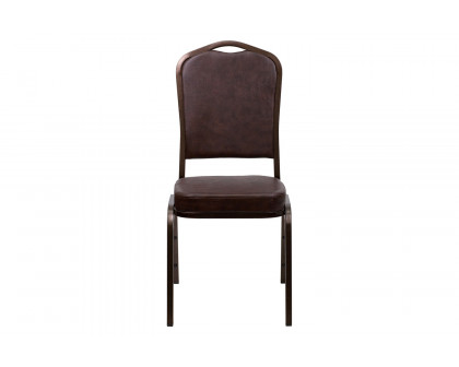 BLNK HERCULES Series Vinyl Crown Back Stacking Banquet Chair with Copper Vein Frame - Brown