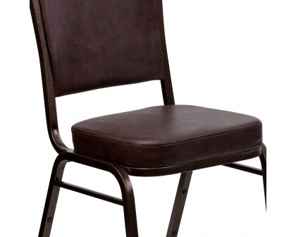 BLNK HERCULES Series Vinyl Crown Back Stacking Banquet Chair with Copper Vein Frame - Brown