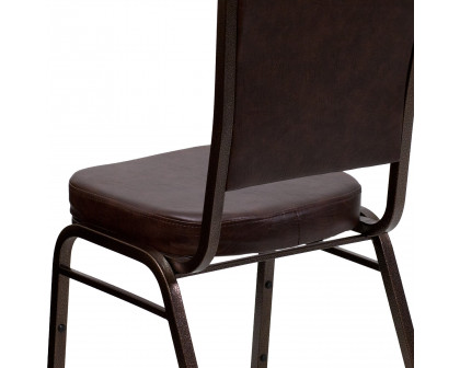 BLNK HERCULES Series Vinyl Crown Back Stacking Banquet Chair with Copper Vein Frame - Brown