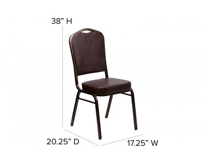 BLNK HERCULES Series Vinyl Crown Back Stacking Banquet Chair with Copper Vein Frame - Brown