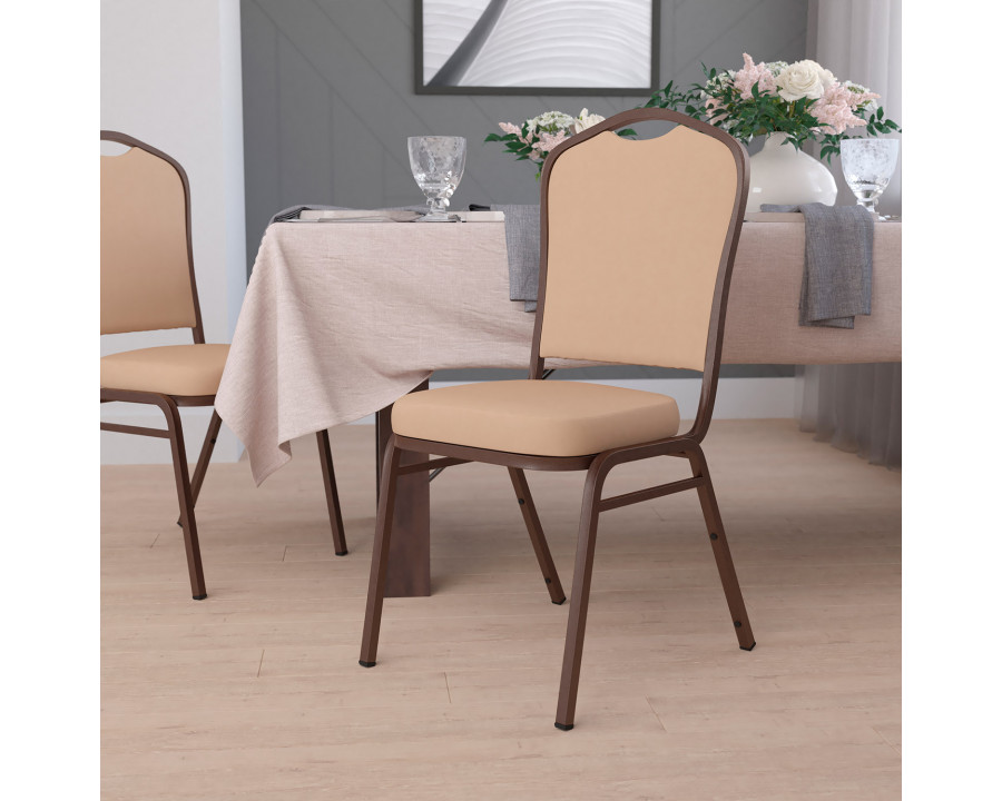 BLNK HERCULES Series Vinyl Crown Back Stacking Banquet Chair with Copper Vein Frame