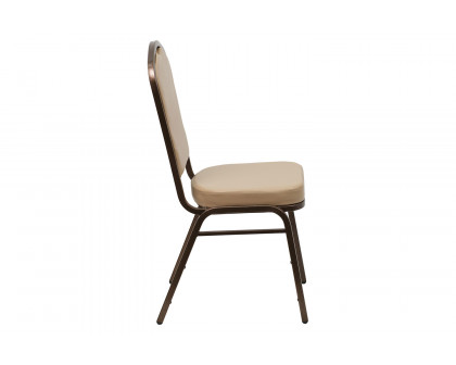 BLNK HERCULES Series Vinyl Crown Back Stacking Banquet Chair with Copper Vein Frame - Tan