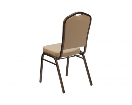 BLNK HERCULES Series Vinyl Crown Back Stacking Banquet Chair with Copper Vein Frame - Tan