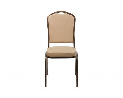 BLNK HERCULES Series Vinyl Crown Back Stacking Banquet Chair with Copper Vein Frame - Tan