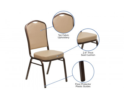 BLNK HERCULES Series Vinyl Crown Back Stacking Banquet Chair with Copper Vein Frame - Tan