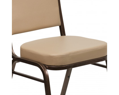 BLNK HERCULES Series Vinyl Crown Back Stacking Banquet Chair with Copper Vein Frame - Tan