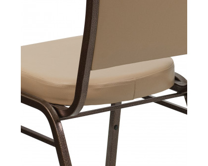 BLNK HERCULES Series Vinyl Crown Back Stacking Banquet Chair with Copper Vein Frame - Tan