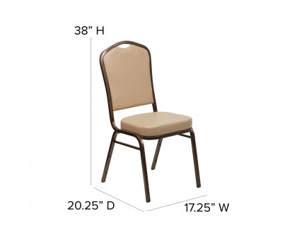 BLNK HERCULES Series Vinyl Crown Back Stacking Banquet Chair with Copper Vein Frame - Tan