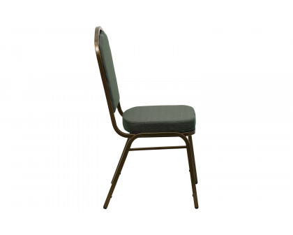 BLNK™ HERCULES Series Fabric Crown Back Stacking Banquet Chair with Gold Vein Frame - Green Patterned