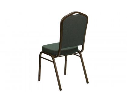 BLNK™ HERCULES Series Fabric Crown Back Stacking Banquet Chair with Gold Vein Frame - Green Patterned