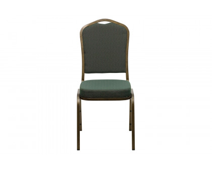 BLNK™ HERCULES Series Fabric Crown Back Stacking Banquet Chair with Gold Vein Frame - Green Patterned