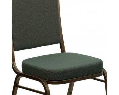 BLNK™ HERCULES Series Fabric Crown Back Stacking Banquet Chair with Gold Vein Frame - Green Patterned