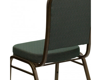 BLNK™ HERCULES Series Fabric Crown Back Stacking Banquet Chair with Gold Vein Frame - Green Patterned