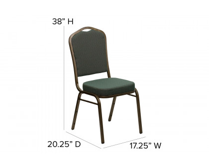 BLNK™ HERCULES Series Fabric Crown Back Stacking Banquet Chair with Gold Vein Frame - Green Patterned