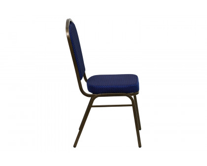 BLNK™ HERCULES Series Fabric Crown Back Stacking Banquet Chair with Gold Vein Frame - Navy Blue Patterned