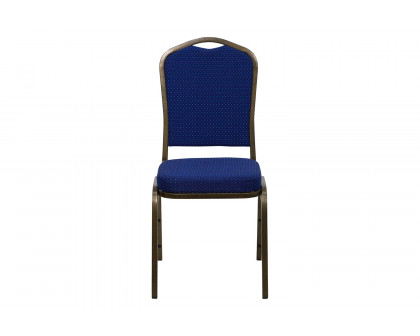 BLNK™ HERCULES Series Fabric Crown Back Stacking Banquet Chair with Gold Vein Frame - Navy Blue Patterned