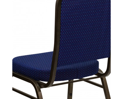 BLNK™ HERCULES Series Fabric Crown Back Stacking Banquet Chair with Gold Vein Frame - Navy Blue Patterned