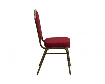 BLNK™ HERCULES Series Fabric Crown Back Stacking Banquet Chair with Gold Vein Frame - Burgundy