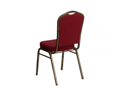 BLNK™ HERCULES Series Fabric Crown Back Stacking Banquet Chair with Gold Vein Frame - Burgundy