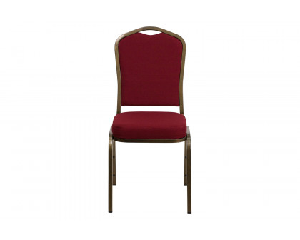 BLNK™ HERCULES Series Fabric Crown Back Stacking Banquet Chair with Gold Vein Frame - Burgundy