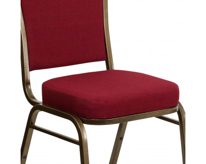 BLNK™ HERCULES Series Fabric Crown Back Stacking Banquet Chair with Gold Vein Frame - Burgundy