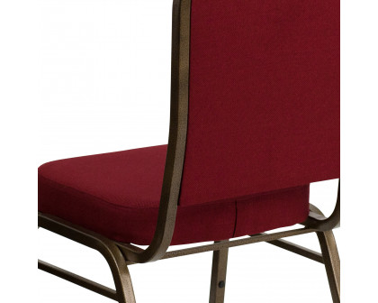 BLNK™ HERCULES Series Fabric Crown Back Stacking Banquet Chair with Gold Vein Frame - Burgundy