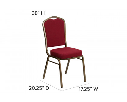 BLNK™ HERCULES Series Fabric Crown Back Stacking Banquet Chair with Gold Vein Frame - Burgundy