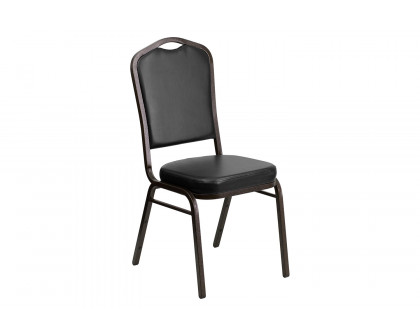 BLNK - HERCULES Series Vinyl Crown Back Stacking Banquet Chair with Gold Vein Frame