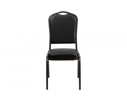 BLNK - HERCULES Series Vinyl Crown Back Stacking Banquet Chair with Gold Vein Frame