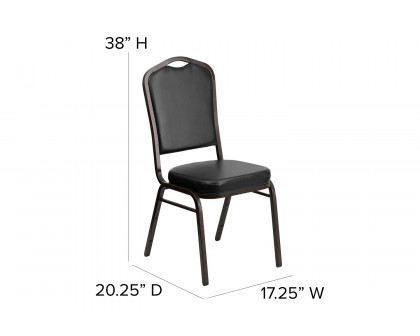 BLNK - HERCULES Series Vinyl Crown Back Stacking Banquet Chair with Gold Vein Frame