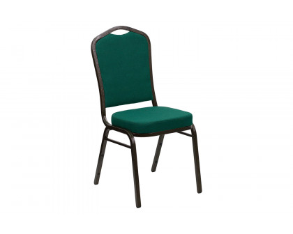 BLNK™ HERCULES Series Fabric Crown Back Stacking Banquet Chair with Gold Vein Frame - Green