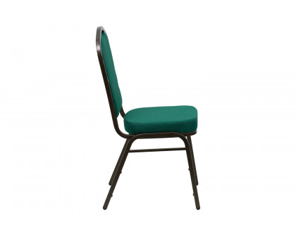 BLNK™ HERCULES Series Fabric Crown Back Stacking Banquet Chair with Gold Vein Frame - Green