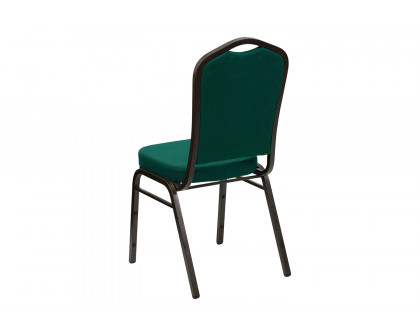 BLNK™ HERCULES Series Fabric Crown Back Stacking Banquet Chair with Gold Vein Frame - Green