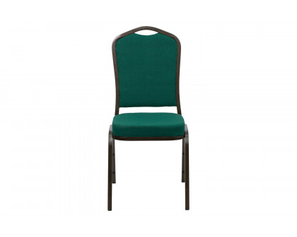 BLNK™ HERCULES Series Fabric Crown Back Stacking Banquet Chair with Gold Vein Frame - Green