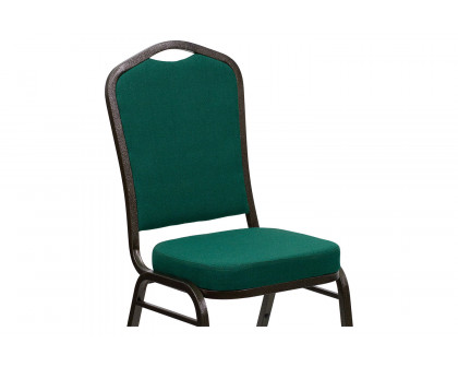 BLNK™ HERCULES Series Fabric Crown Back Stacking Banquet Chair with Gold Vein Frame - Green