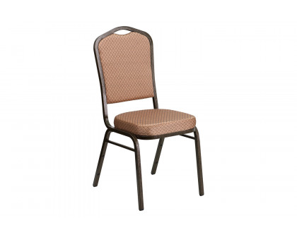 BLNK™ HERCULES Series Fabric Crown Back Stacking Banquet Chair with Gold Vein Frame - Gold Diamond Patterned