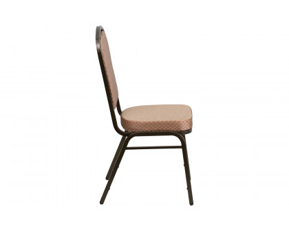 BLNK™ HERCULES Series Fabric Crown Back Stacking Banquet Chair with Gold Vein Frame - Gold Diamond Patterned