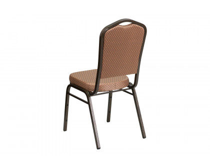 BLNK™ HERCULES Series Fabric Crown Back Stacking Banquet Chair with Gold Vein Frame - Gold Diamond Patterned