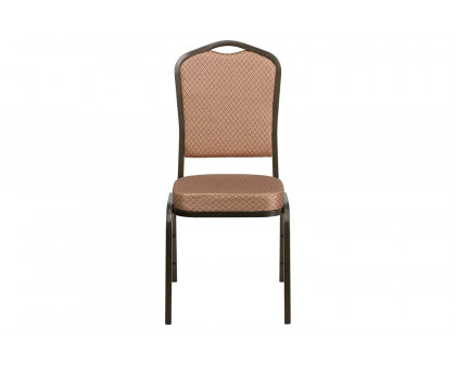 BLNK™ HERCULES Series Fabric Crown Back Stacking Banquet Chair with Gold Vein Frame - Gold Diamond Patterned