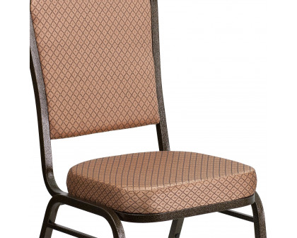 BLNK™ HERCULES Series Fabric Crown Back Stacking Banquet Chair with Gold Vein Frame - Gold Diamond Patterned