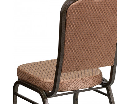 BLNK™ HERCULES Series Fabric Crown Back Stacking Banquet Chair with Gold Vein Frame - Gold Diamond Patterned